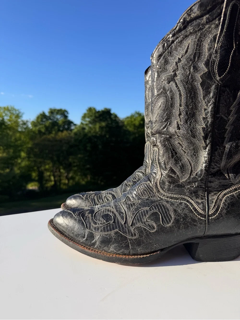 J.B. Dillon Black Western Cowboy Boots Men’s Size 10 EE Made In Mexico Leather